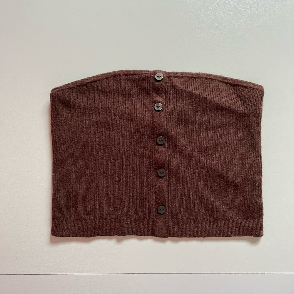 American Eagle Outfitters Ribbed Brown Tube Top